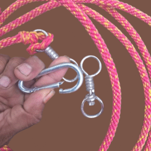 Heavy Duty Cotton Rope 160 cm with Swivel Hook and S-Hook | Rotating Animal Tie Rope for Cow, Goat, Dog | Strong & Durable Rope for Daily Use