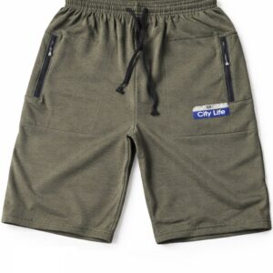 Home Export Quality Men’s Cotton Shorts with Zippered Pockets, Elastic Waist Drawstring, Combo Pack of 5, Sports and Casual Wear Size 2XL Green